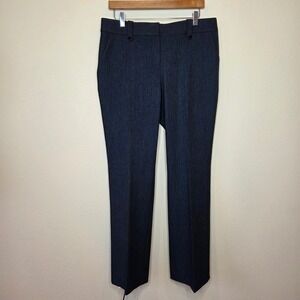 Like New LOFT Julie Trouser Pants Navy Blue Textured Straight Leg Womens Size 10